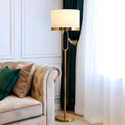 Modish White Drum Shade Gold Metal LED Floor Lamp