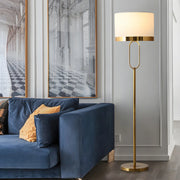 Modish White Drum Shade Gold Metal LED Floor Lamp