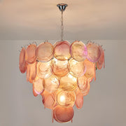 Multi-Tier Art Deco Green Glass Disc Chandelier