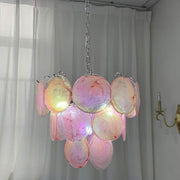 Multi-Tier Art Deco Green Glass Disc Chandelier