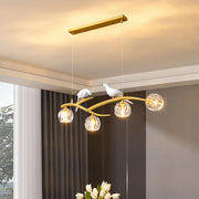 Natural Birds and Globe Branch Island Pendant Light