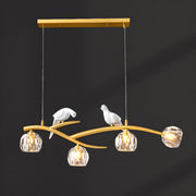 Natural Birds and Globe Branch Island Pendant Light