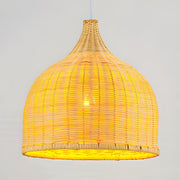 Natural Bohemian Woven Rattan Dome Dining Room Pendant Light
