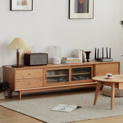 Natural Finish Cherry Wood Enclosed Storage TV Stand