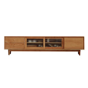 Natural Finish Cherry Wood Enclosed Storage TV Stand