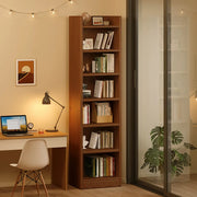 Natural Finish Classic Timber 7 Shelves Narrow Bookcase