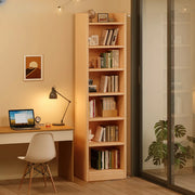 Natural Finish Classic Timber 7 Shelves Narrow Bookcase