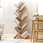 Natural Finish Open Bamboo Etagere Tree Shape Bookcase