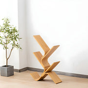 Natural Finish Open Bamboo Etagere Tree Shape Bookcase
