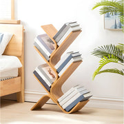Natural Finish Open Bamboo Etagere Tree Shape Bookcase