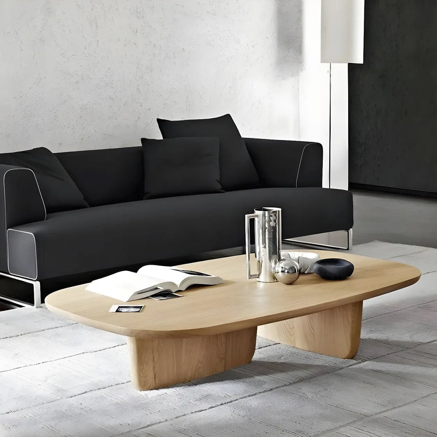 Natural Finish Pine Wood Rectangular Coffee Table