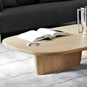 Natural Finish Pine Wood Rectangular Coffee Table
