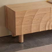 Natural Finish Pine Wood TV Stand with Cabinet Drawers