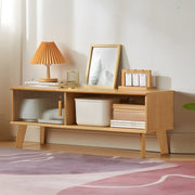 Natural Finish Wood Open Storage Cabinet TV Stand