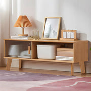 Natural Finish Wood Open Storage Cabinet TV Stand