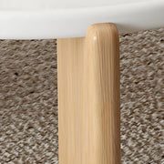 Natural Finish Wood Three-Leg Round Coffee Table Set