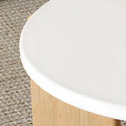 Natural Finish Wood Three-Leg Round Coffee Table Set