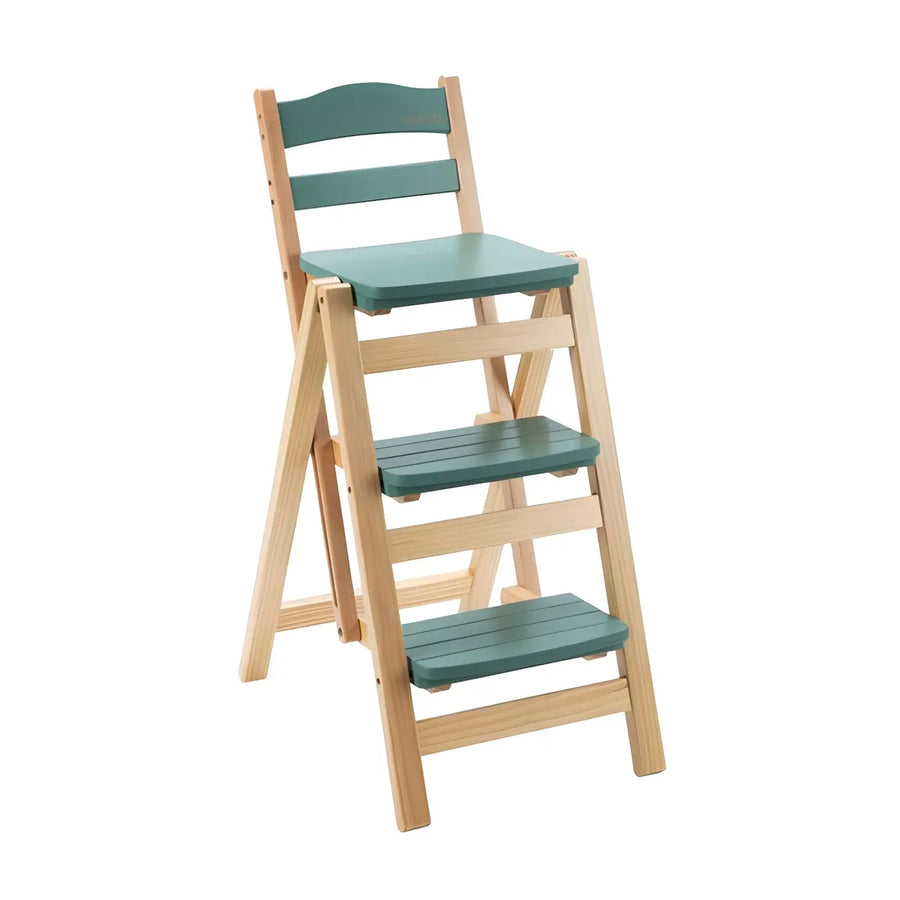 Natural Folding Square Wood Ladder Chair Bar Stool