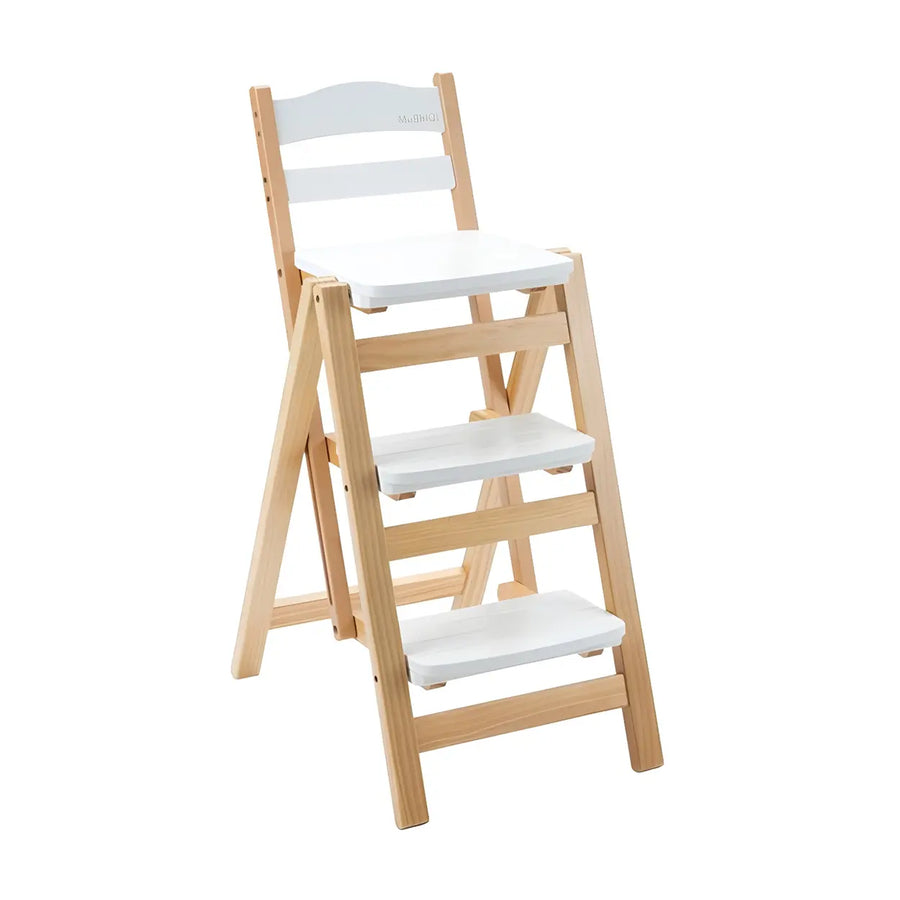 Natural Folding Square Wood Ladder Chair Bar Stool