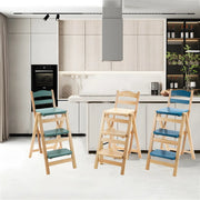Natural Folding Square Wood Ladder Chair Bar Stool