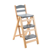 Natural Folding Square Wood Ladder Chair Bar Stool