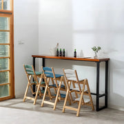 Natural Folding Square Wood Ladder Chair Bar Stool