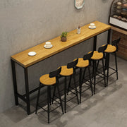 Natural Rectangle Wood Bar Table with Footrest