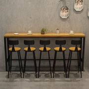 Natural Rectangle Wood Bar Table with Footrest