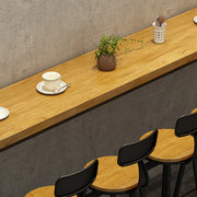 Natural Rectangle Wood Bar Table with Footrest