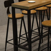 Natural Rectangle Wood Bar Table with Footrest
