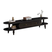 Natural Rectangle Wood Long Open Storage TV Stand