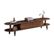 Natural Rectangle Wood Long Open Storage TV Stand