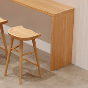 Natural Rectangular Wood Narrow Bar Table Set with Stools