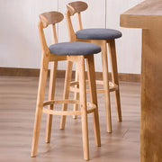 Natural Round Cotton Backrest Wood Bar Stool