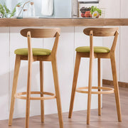 Natural Round Cotton Backrest Wood Bar Stool