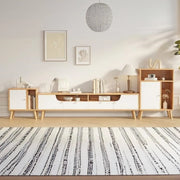 Natural White Wooden Open Storage Drawers TV Stand