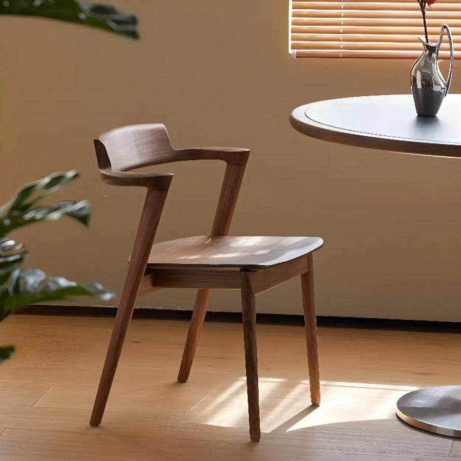 Natural Wood Armless Faux Leather Dining Chair Walnut