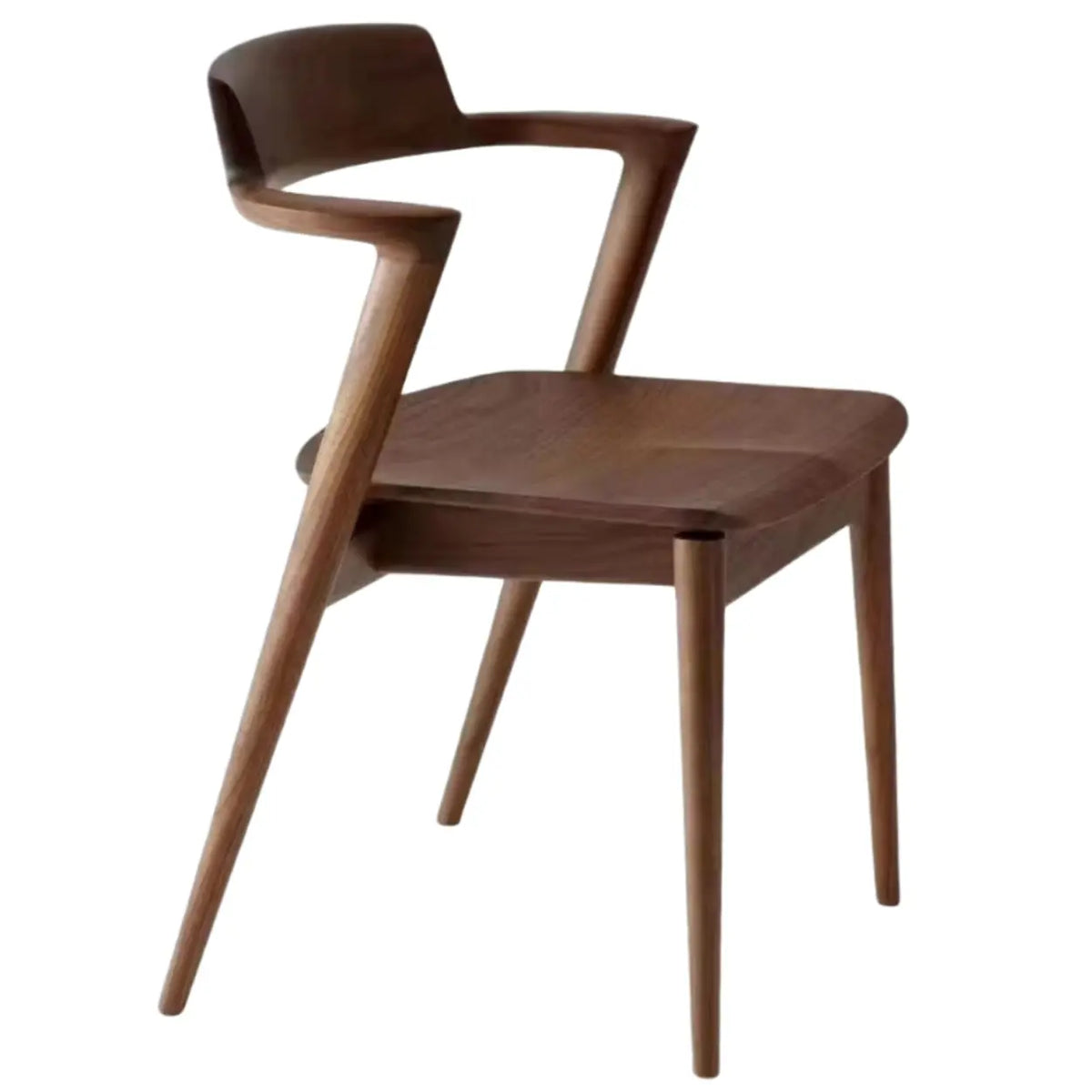 Natural Wood Armless Faux Leather Dining Chair Walnut