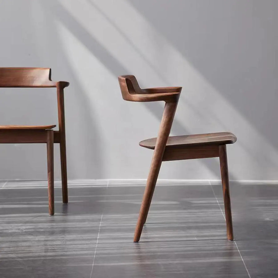 Natural Wood Armless Faux Leather Dining Chair Walnut