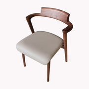Natural Wood Armless Faux Leather Dining Chair Walnut