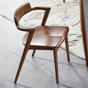 Natural Wood Armless Faux Leather Dining Chair Walnut