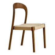 Natural Wood Braided Rope Seat Armless Dining Chair