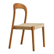 Natural Wood Braided Rope Seat Armless Dining Chair