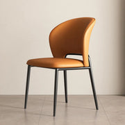 Nordic Curved Back Faux Leather Metal Legs Dining Chair