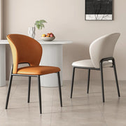 Nordic Curved Back Faux Leather Metal Legs Dining Chair