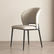 Nordic Curved Back Faux Leather Metal Legs Dining Chair