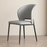 Nordic Curved Back Faux Leather Metal Legs Dining Chair
