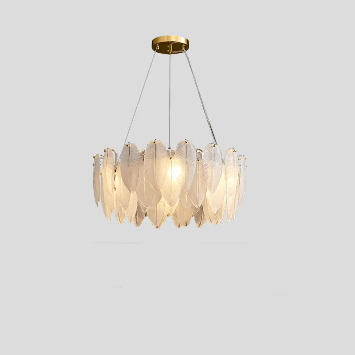 Nordic Feather Glass Living Room White Tiered Chandelier