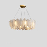 Nordic Feather Glass Living Room White Tiered Chandelier