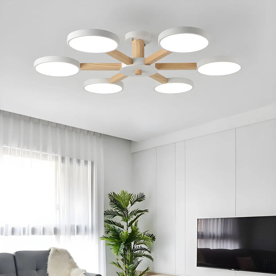 Nordic Round Wood Flush Mount Ceiling Light